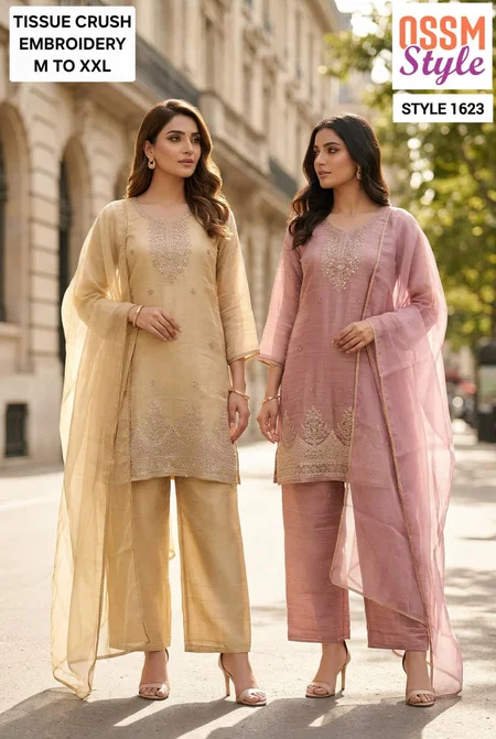 1623 By Ossm Style Salsa Beads Work Kurtis Set Size Combo 